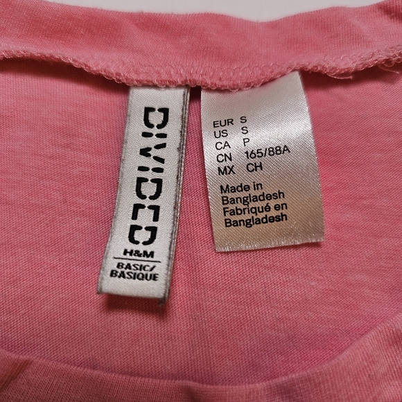 H&M Divided pink cotton blend knit raw edge crop top size S US - Picture 3 of 5